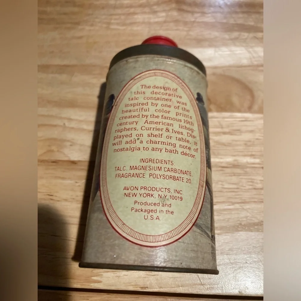 Vintage Avon Lady Skater talc tin Ariane & sweet honesty